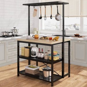 kitchen Island, Bakers Rack, Island Table for Kitchen  |  Kitchen Carts Kitchen Carts Brown, Clear