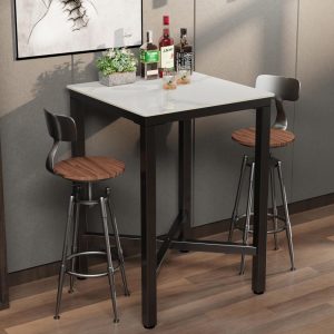 Square Cocktail Pub Bar Table Sintered Stone Tabletop – 28″W x 28″D x 42″H  |  Bar Tables Bar Tables Bar Tables