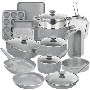 Desert Grey 20 Pc Nonstick Cookware and Bakeware Set  |  Cookware Sets Cookware Sets Cookware Sets