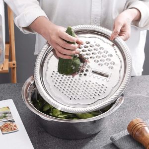 Multifunctional Stainless Steel Drain Basket Grater  |  Food Processors Food Processors Clear